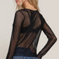 Long Slv Mesh W/rhinestone Top