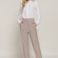 High Waist Pintuck Detail Long Pants