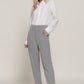 High Waist Pintuck Detail Long Pants