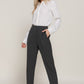 High Waist Pintuck Detail Long Pants