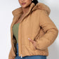 Insulated Zip-up Faux Fur Hooded Jacket