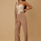 Snowflae Stone On Waist Half Shoulder Jumpsuit