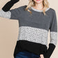 Colorblock Floral Contrast Long Sleeve Top