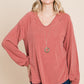 Casual V Neck Basic Long Sleeve Top