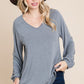 Casual V Neck Basic Long Sleeve Top