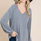 Casual V Neck Basic Long Sleeve Top