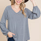 Casual V Neck Basic Long Sleeve Top