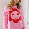 Smiley Flower Oversized Pullover