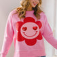 Smiley Flower Oversized Pullover