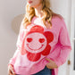 Smiley Flower Oversized Pullover