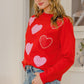 Heart Pattern With Pearl Embellished Sweatshirts