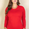 Plus solid long sleeve round neck bodysuit