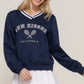 Long slv v-neck embroidered sweatshirt