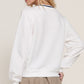 Long slv v-neck embroidered sweatshirt