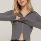 2-way zip closure sweater hoodie cardigan