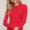 Long slv crew neck stripe sweater