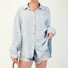 Printed cotton gauze button down woven shirt