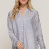 Long Slv Split Round Neck Stripe Woven Shirt