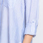 Long Slv Split Round Neck Stripe Woven Shirt