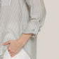 Long Slv Split Round Neck Stripe Woven Shirt