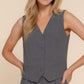 V-neckline W/front Button Closure Vest