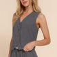 V-neckline W/front Button Closure Vest