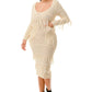 Knit Long Sleeve Fringe Dress