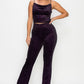 Glittery Flare High-rise Elastic Pants