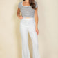 High Waist Stretch Crepe Flare Pants