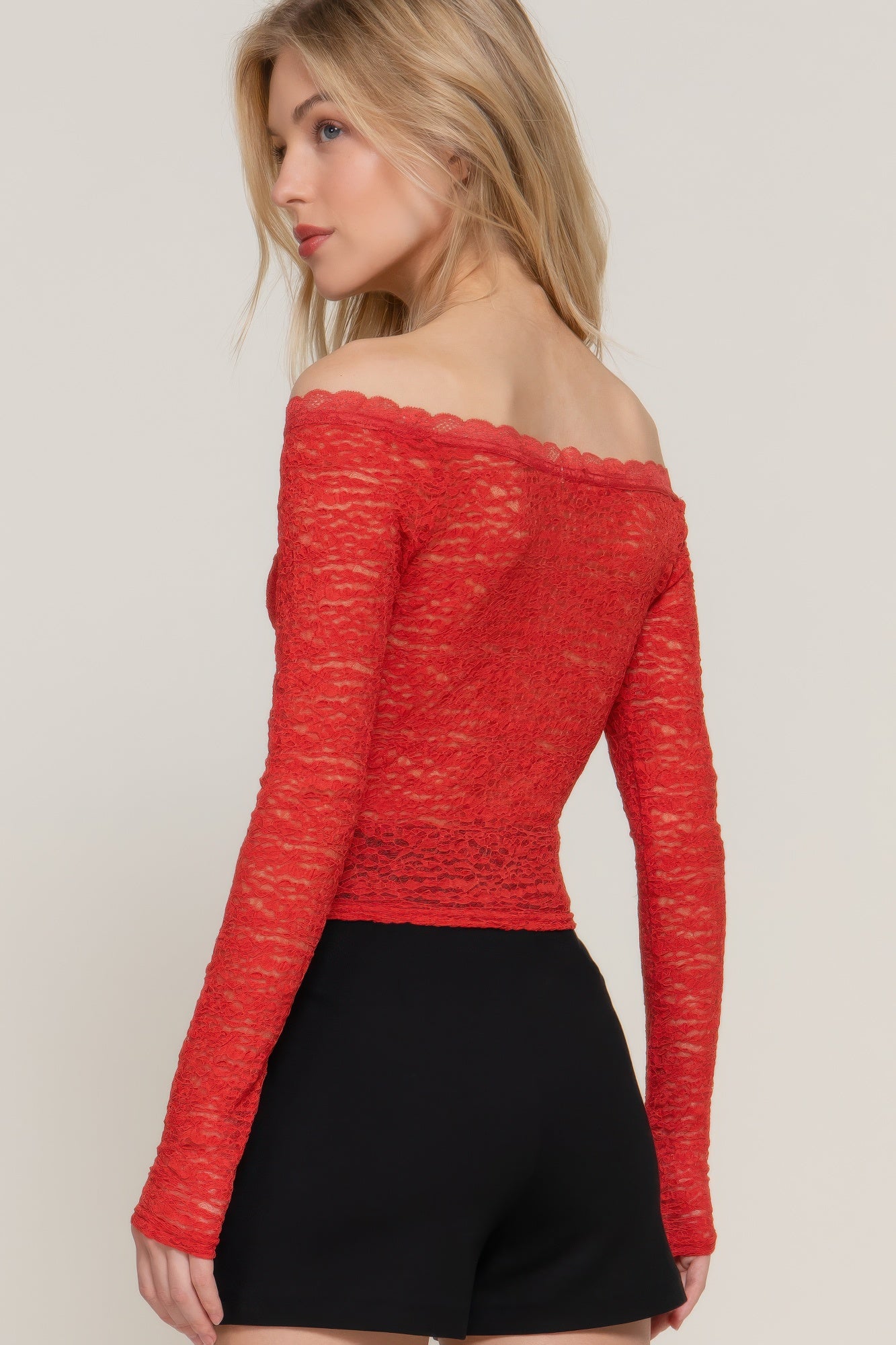 Off The Shoulder Stretch Lace Top