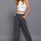 Contrast Waist Boxer Straight Long Pants