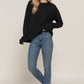 Long Slv Mock Neck Raised Seam Sweater