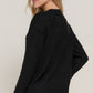 Long Slv Mock Neck Raised Seam Sweater