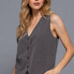 V-Neckline Pin Stripe Woven Vest