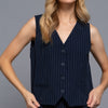 V-Neckline Pin Stripe Woven Vest