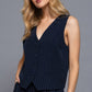 V-Neckline Pin Stripe Woven Vest