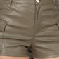 Faux Leather Cargo Mini Shorts