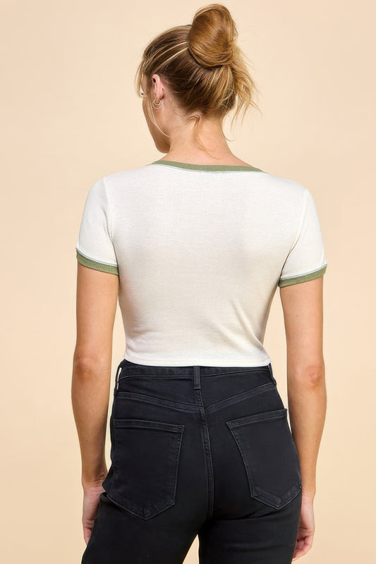 Contrast Reverse Stitch Ringer Top