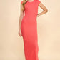 Crew Neck Cap Sleeve Rib W/ Lining Maxi Dress