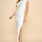 Crew Neck Cap Sleeve Rib W/ Lining Maxi Dress