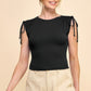 Ruching Shoulder Ribbed Top