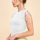 Ruching Shoulder Ribbed Top