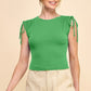 Ruching Shoulder Ribbed Top