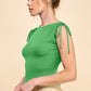 Ruching Shoulder Ribbed Top