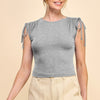 Ruching Shoulder Ribbed Top