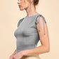 Ruching Shoulder Ribbed Top