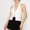 Halter Neck Buckled Open-Back Top