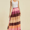 Color Block Maxi Skirt With Pockets