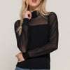 Long Slv Mesh Panel Detail Sweater Top