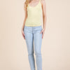 Ribbed V-neck Lace Trim With Strap Tank Top